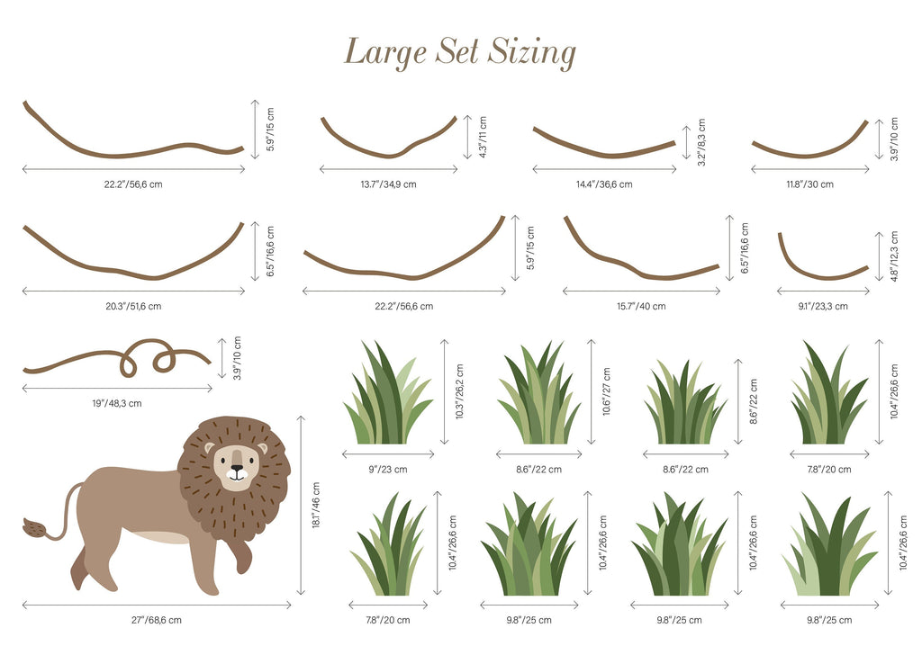 Large Safari Animals and Monkey Wall Decals, Jungle Animal Wall Stickers, Nursery Wall Decals, Repositionable Jungle Wall Decals Style 2