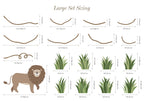Large Safari Animals and Monkey Wall Decals, Jungle Animal Wall Stickers, Nursery Wall Decals, Repositionable Jungle Wall Decals Style 2
