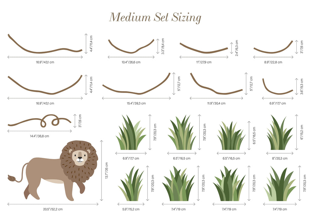 Large Safari Animals and Monkey Wall Decals, Jungle Animal Wall Stickers, Nursery Wall Decals, Repositionable Jungle Wall Decals Style 2