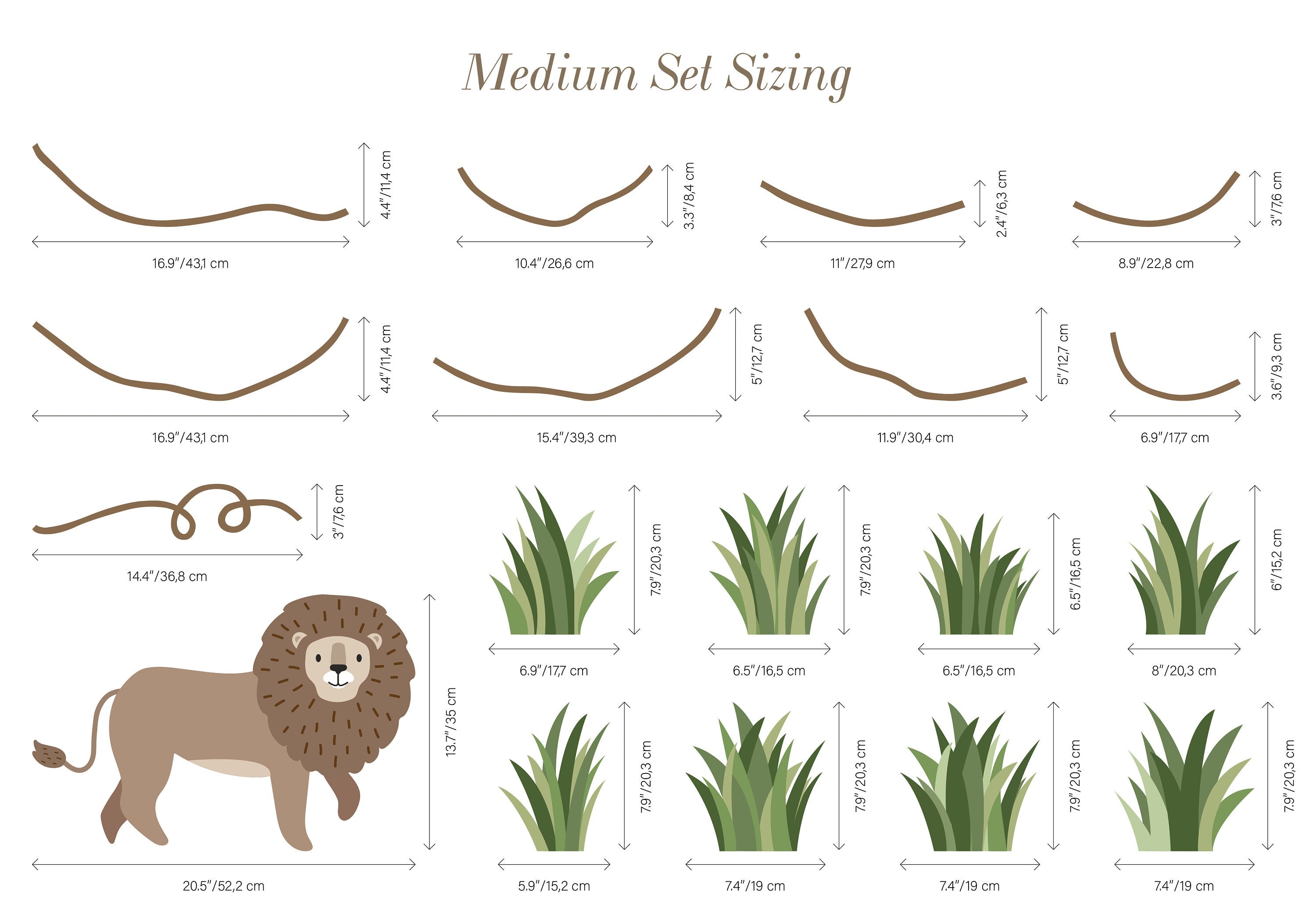 Large Safari Animals and Monkey Wall Decals, Jungle Animal Wall Stickers, Nursery Wall Decals, Repositionable Jungle Wall Decals Style 2
