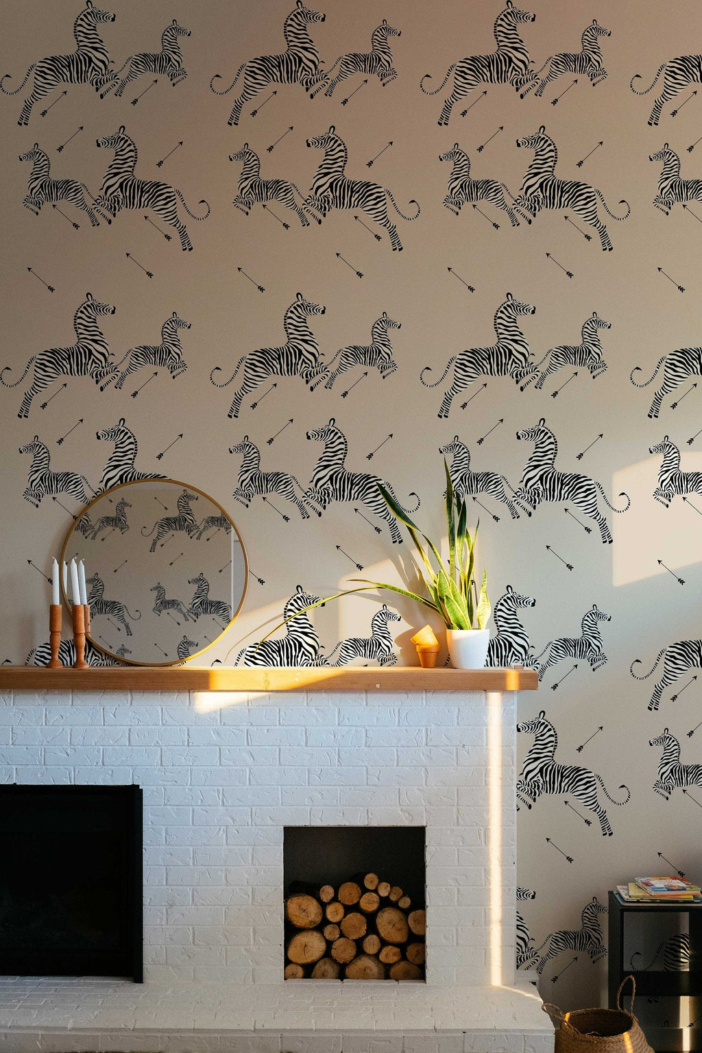 Custom Zebra with Arrow Wallpaper | Savanna Animals Wall Mural | African Animals Peel and Stick