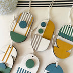 Geometric Decoration - Mini Mid-Century Wall Art - Little Wooden Decoration - Green & Yellow Decor