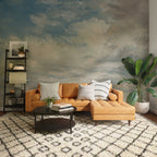 Light Blue Clouded Wall Mural | Sky Wall Decal | Classic Art Removable Wallpaper | Retro Paintings | Wall Art | Wallpapers