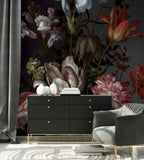 Dutch Dark Classic Floral Removable Wallpaper | Wall mural | Peel and Stick | Floral Wallpaper | Self Adhesive | Temporary mural