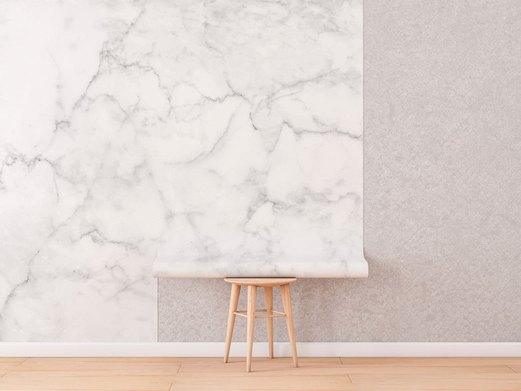 White Marble Removable Wallpaper | Stone Texture Wall Mural – Peel and Stick Wallpaper | Self Adhesive Marble Pattern Mural | Wall murals