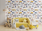 Cars and Trucks Nursery Wallpaper | Boys Wallpaper | Truck Wallpaper | Car Wallpaper | Bus Wallpaper | Wall Art | Peel and Stick