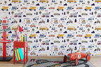 Cars and Trucks Nursery Wallpaper | Boys Wallpaper | Truck Wallpaper | Car Wallpaper | Bus Wallpaper | Wall Art | Peel and Stick