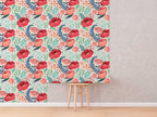 Red Poppy Flowers Wallpaper, Peel and Stick Wallpaper, Wall Mural, Self Adhesive Wallpaper, Pre-Pasted, Wall Art, Nursery Decor, Floral Wall