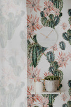 Watercolour Cactus Flowers Removable Wallpaper | Cacti Wall Mural | Cactus Print | Floral Wall Décor | Floral Repositionable Wallcovering
