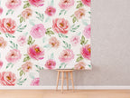 Soft Pink Roses Wallpaper | Floral Wallpaper Peel and Stick | Removable Wallpaper | Watercolor Wallpaper | Flower Wallpaper Mural
