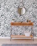 Black and White Spring Floral Wallpaper | Nursery Wall | Mural | Removable Wallpaper | Children Wall | Art | Meadow | Doddle