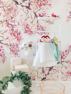 Spring Cherry Blossom Removable Wallpaper | Watercolor Wall Mural | Peel and Stick Wallmural | Floral Mural | Wall Murals
