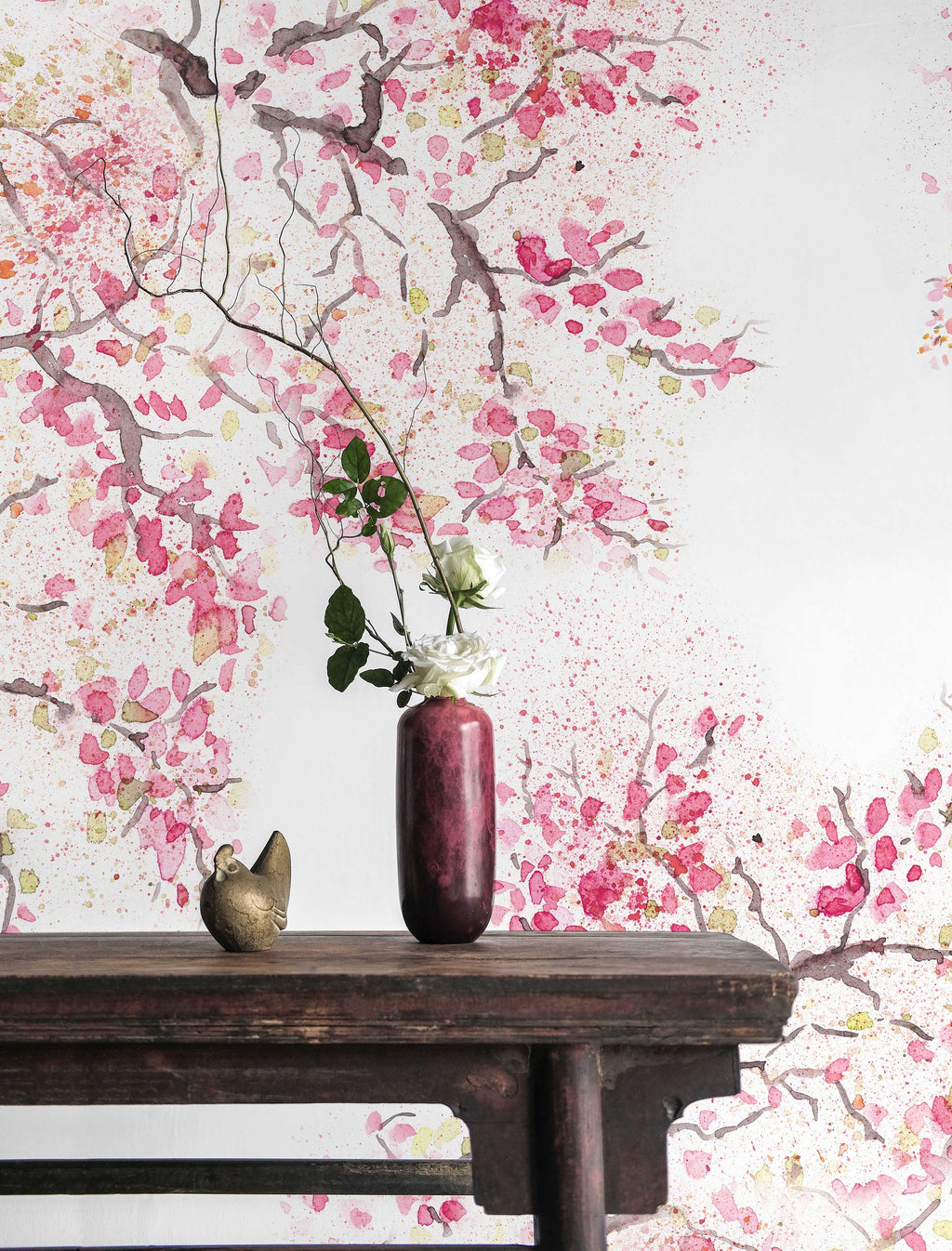 Spring Cherry Blossom Removable Wallpaper | Watercolor Wall Mural | Peel and Stick Wallmural | Floral Mural | Wall Murals