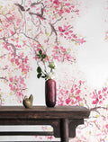 Spring Cherry Blossom Removable Wallpaper | Watercolor Wall Mural | Peel and Stick Wallmural | Floral Mural | Wall Murals