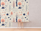 Woodland Animals Kids Room Wallpaper | Forest Nursery Wall Mural | Rabbit Wallpaper Watercolour Wall Décor Nursery