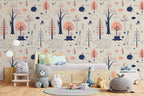 Woodland Animals Kids Room Wallpaper | Forest Nursery Wall Mural | Rabbit Wallpaper Watercolour Wall Décor Nursery
