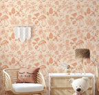 Mushroom Wallpaper | Orange Wallpaper | Mid Century Modern Wallpaper | Kids Mushroom Peel and Stick Wallpaper | Vintage Wallpaper