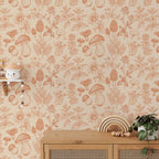 Mushroom Wallpaper | Orange Wallpaper | Mid Century Modern Wallpaper | Kids Mushroom Peel and Stick Wallpaper | Vintage Wallpaper