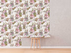 Bright Tropical Wallpaper | Self Adhesive Removable and Regular Wallpaper | Flamingo Wall Mural | Tropical Print Wallpaper