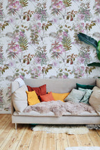 Bright Tropical Wallpaper | Self Adhesive Removable and Regular Wallpaper | Flamingo Wall Mural | Tropical Print Wallpaper