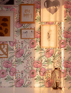 Purple Floral Wallpaper | Watercolour Flower Mural | Poppy Wallpaper