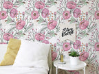 Purple Floral Wallpaper | Watercolour Flower Mural | Poppy Wallpaper