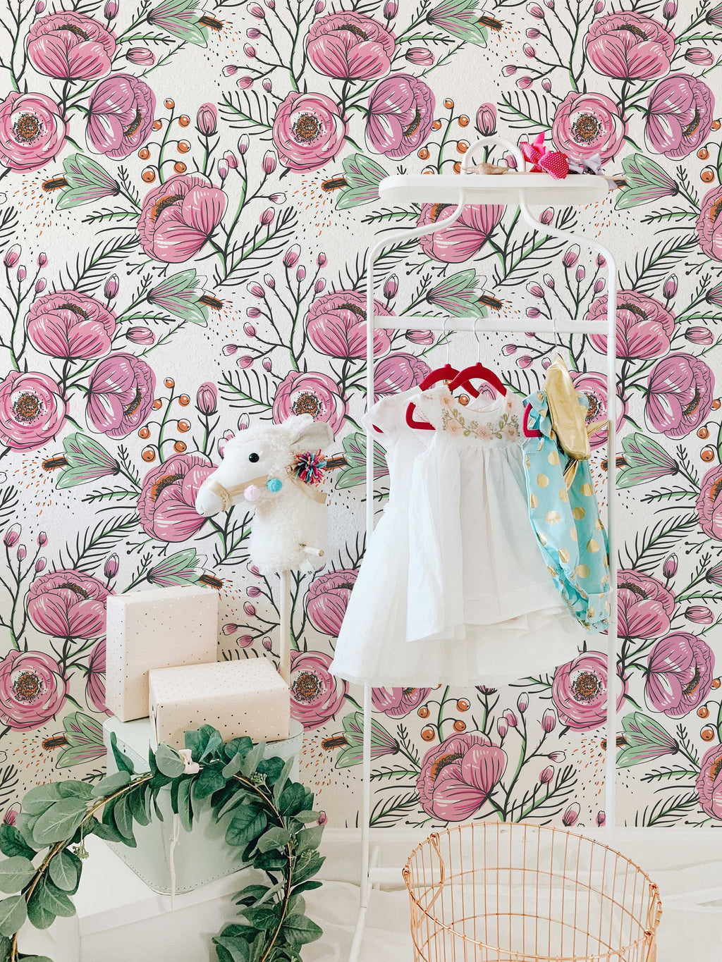 Purple Floral Wallpaper | Watercolour Flower Mural | Poppy Wallpaper