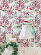 Purple Floral Wallpaper | Watercolour Flower Mural | Poppy Wallpaper