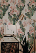 Watercolour Cactus Flowers Removable Wallpaper | Cacti Wall Mural | Cactus Print | Floral Wall Décor | Floral Repositionable Wallcovering