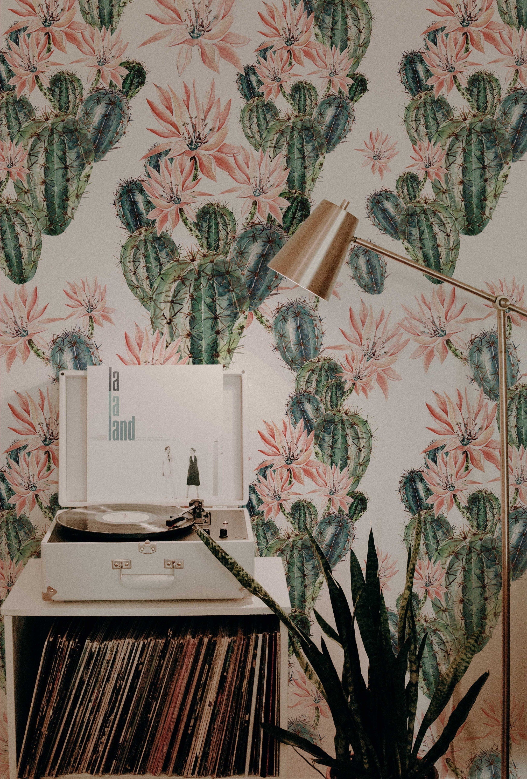 Watercolour Cactus Flowers Removable Wallpaper | Cacti Wall Mural | Cactus Print | Floral Wall Décor | Floral Repositionable Wallcovering