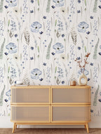 Blue Floral | Whispering Steal Blue Floral Wallpaper | Removable Peel & Stick Self-Adhesive Wallpaper