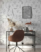 Delicate Wildflowers Wallpaper | Soft Shades of Grey Floral Pattern Peel and Stick Removable Wallpaper All Rooms | Self Adhesive Mural