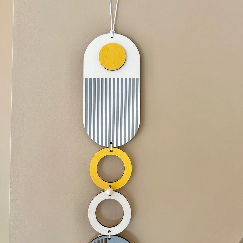 Yellow and Grey Wall Hanging - Grey and Yellow Wall Art - Ochre Yellow Decor - Yellow Modern Art - Minimalist Wall Hanging Decor