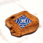Small Rustic Olive Wood Ceramic Restaurant Serving Tray