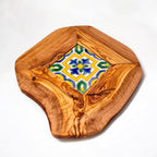 Small Rustic Olive Wood Ceramic Restaurant Serving Tray
