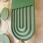 Large MCM Green & Pink Wall Art - Mid-Century Home Decor
