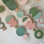 Large MCM Green & Pink Wall Art - Mid-Century Home Decor