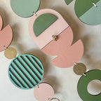 Large MCM Green & Pink Wall Art - Mid-Century Home Decor