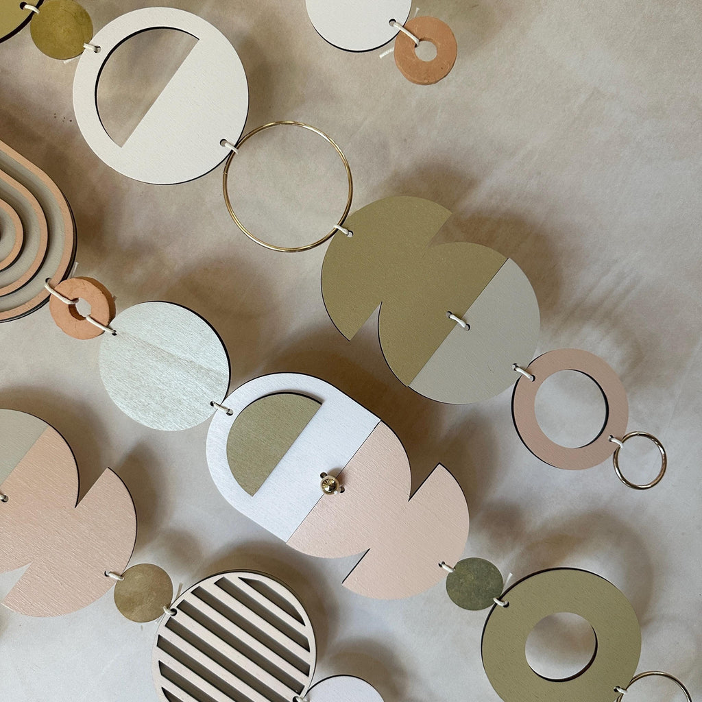 Large MCM Cream & Pink Wall Art - Minimalist Home Decor