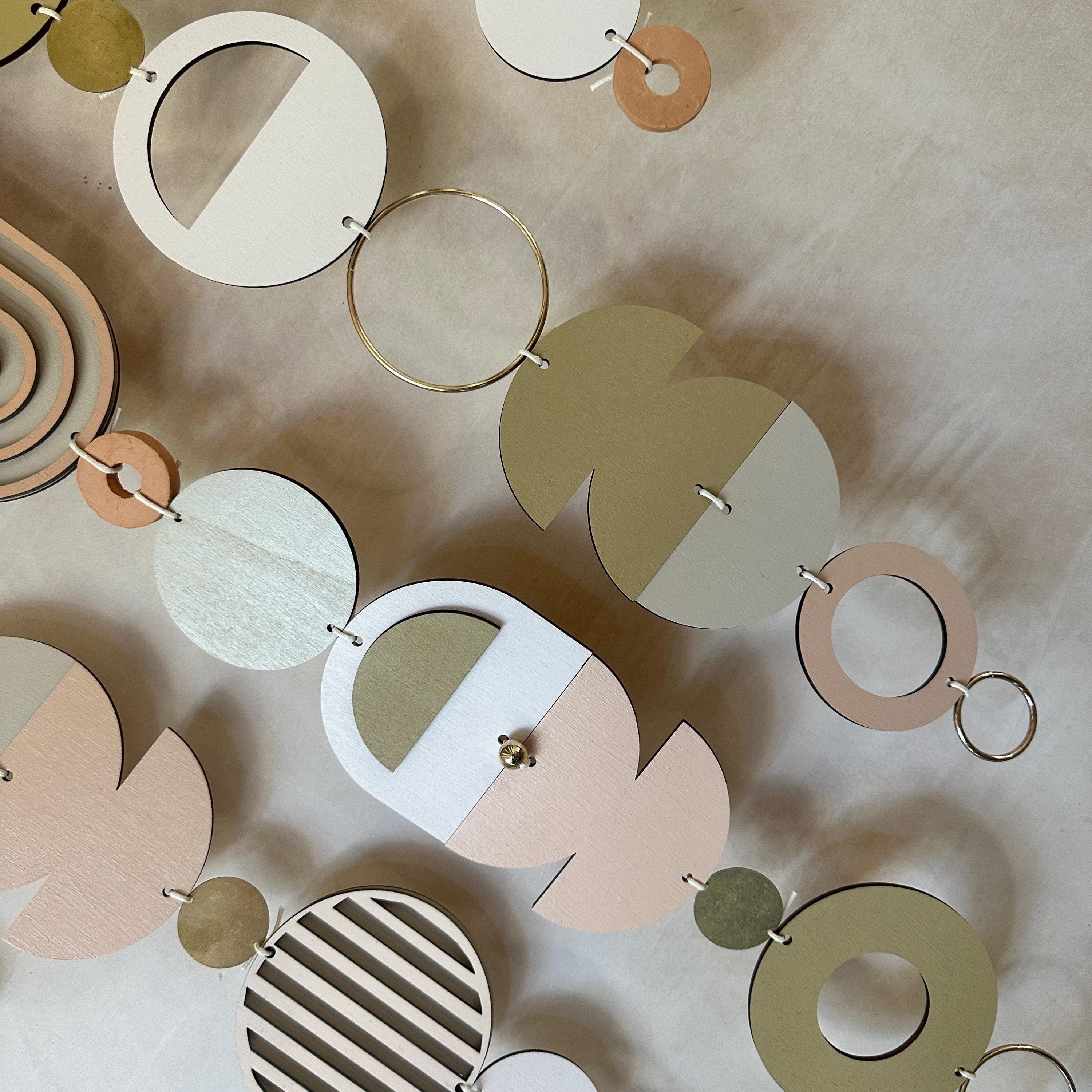 Large MCM Cream & Pink Wall Art - Minimalist Home Decor