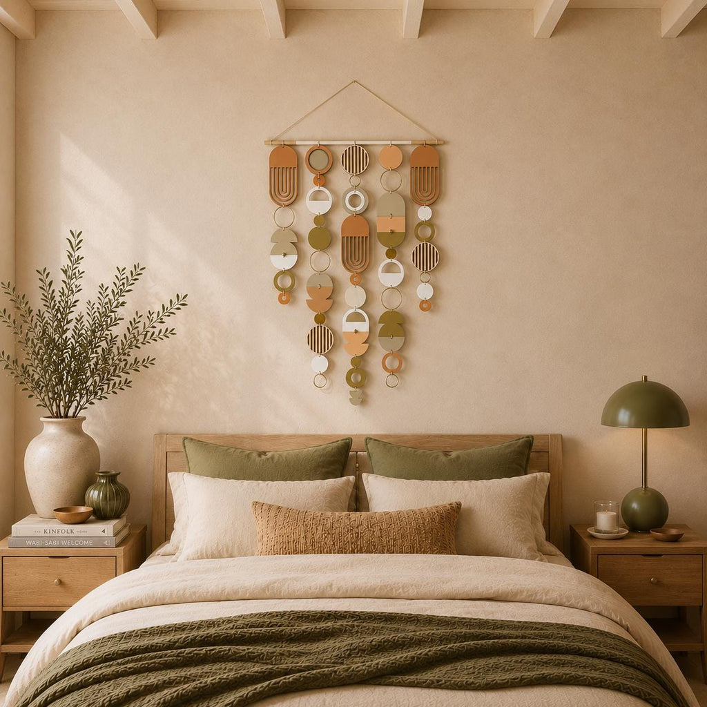 Large MCM Cream & Pink Wall Art - Minimalist Home Decor