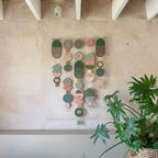 Large MCM Green & Pink Wall Art - Mid-Century Home Decor