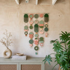 Large MCM Green & Pink Wall Art - Mid-Century Home Decor