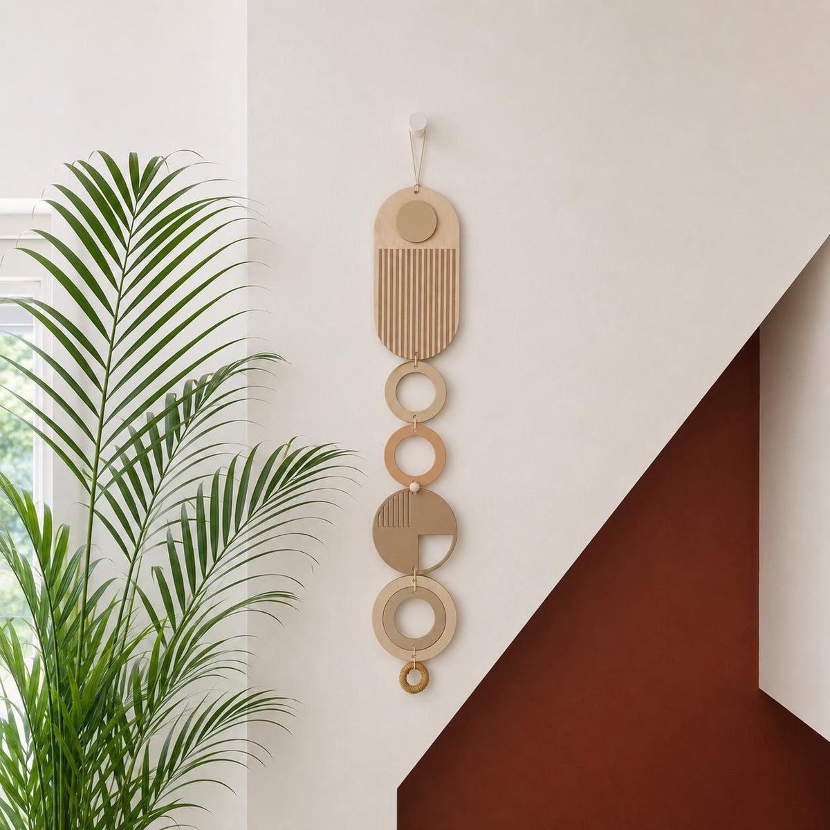 Modern Wall Art - Geometric Artwork - Minimal Home Decor - New Home Trend - Slim Centre Piece Art - Long Wall Tapestry - Wood Art