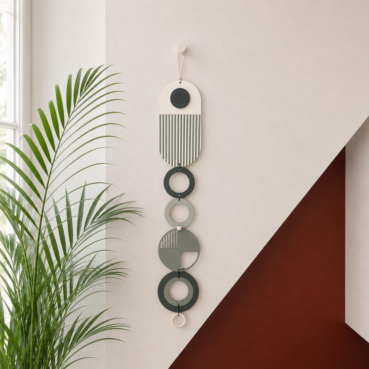 Modern Wall Art - Geometric Artwork - Minimal Home Decor - New Home Trend - Slim Centre Piece Art - Long Wall Tapestry - Wood Art