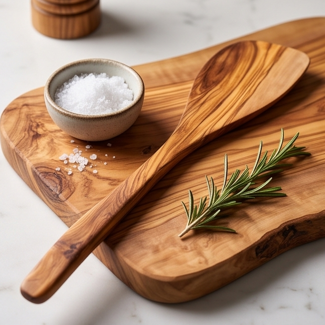 Olive Wood Curved Spatula 35 cm, stirring spatula, serving spatula, tasting spatula, kitchen utensils