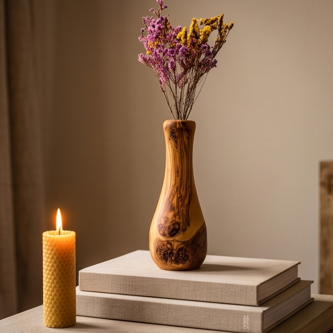 Olive Wood Handmade Wooden Vase