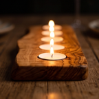 Olive Wood Flat Wooden Tealight Candle Holder | Various Sizes