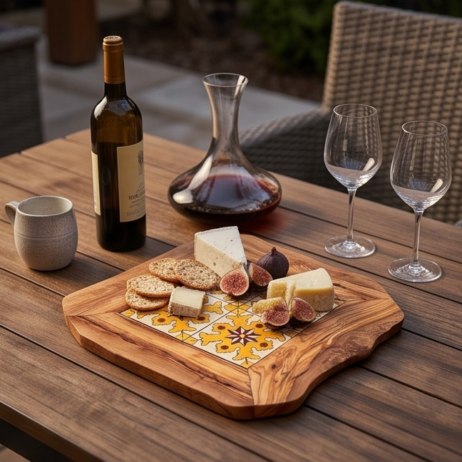 Olive Wood Medium Rustic Olive Wood Ceramic Tray, serving tray, natural, handmade, gift