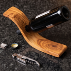 Olive Wood Round Bottle Holder 3 Holes, Wine Bottle Holder, bar accessories, wine lovers